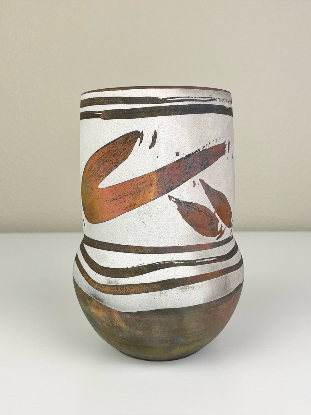 Handmade Ceramic Raku 7" Tall Studio Art Pottery Vase Organic Shape Colorful